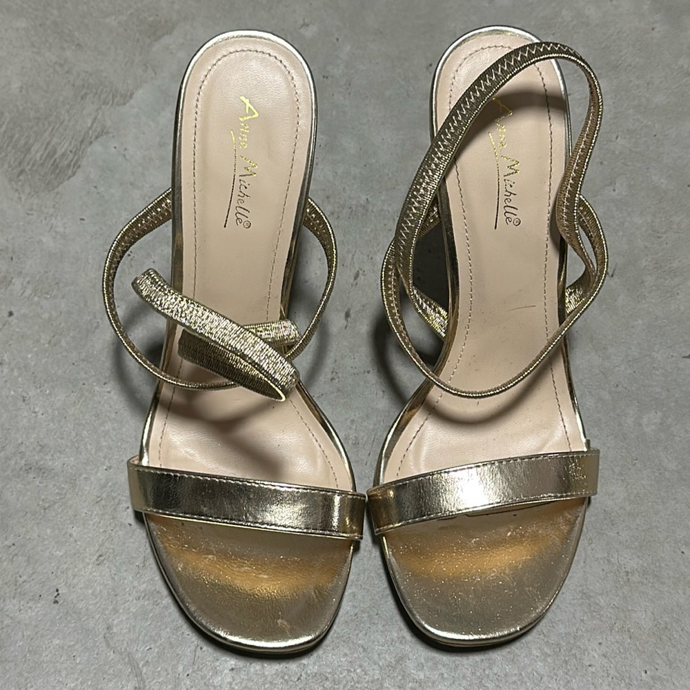 Anne Michelle gold heel shoes / Size 8.5‎ / Aa-7